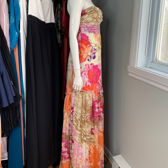 Arden B Multicolor Floral Strapless Dress Beaded Maxi Party Vacation X-Large New - Picture 6 of 9